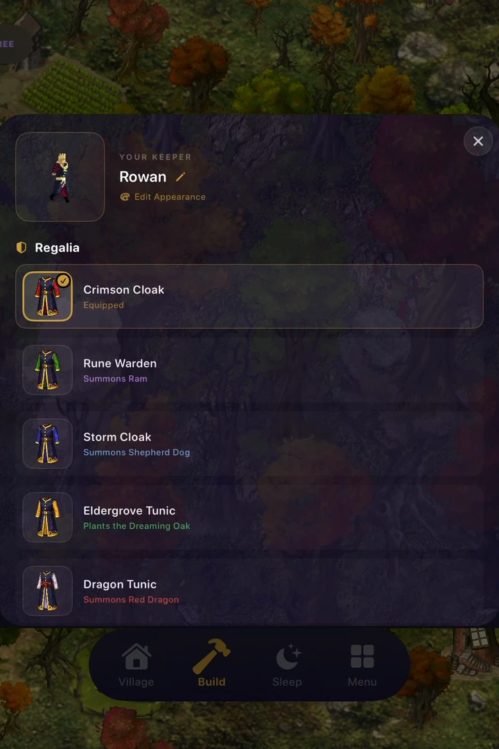 A selection of robes and magical regalia for the Keeper.